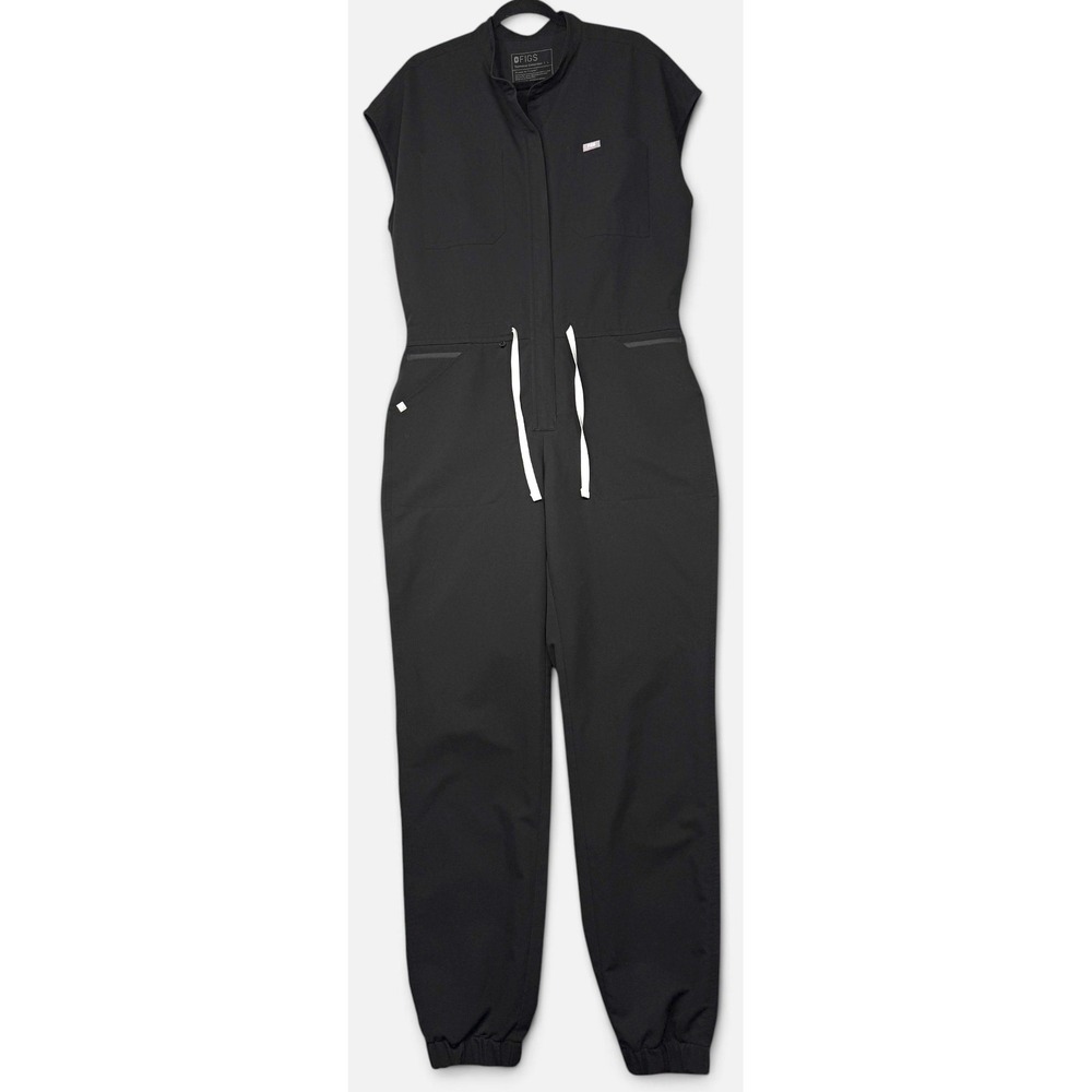 FIGS Womens Black Technical Collection Sleeveless Jumpsuit Romper Size Large L